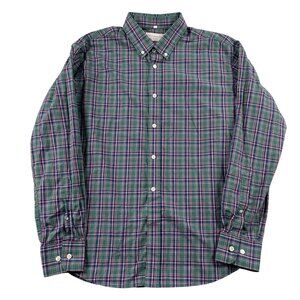Ernest Alexander Button Down Shirt Mens Large Green Red Blue Plaid Tailored Fit